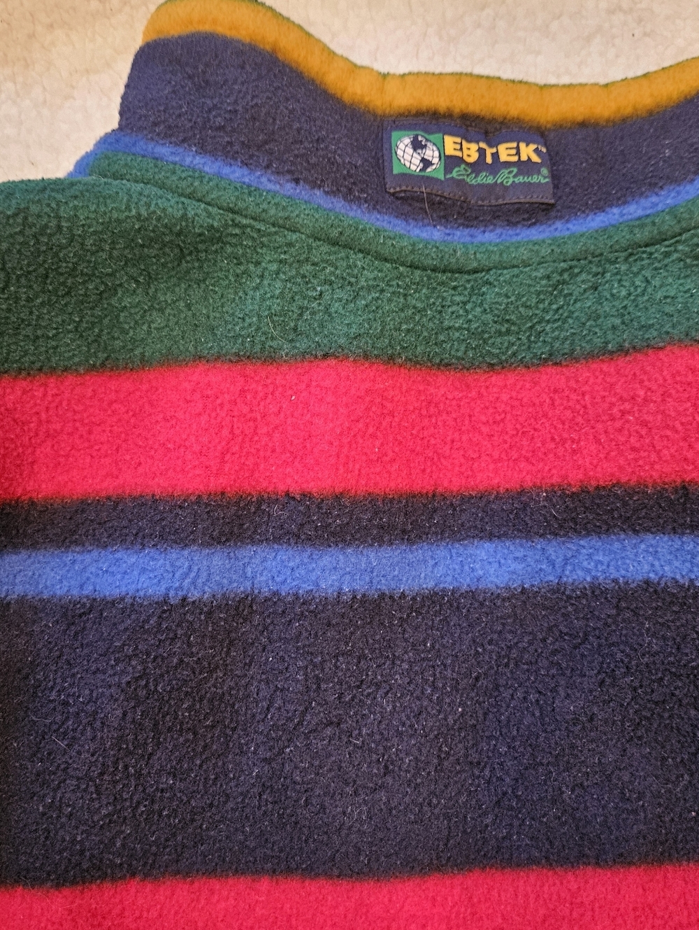 Vintage Ebtek Eddie Bauer Mens Pullover L Fleece Half Zip Striped XXXL - Picture 10 of 10